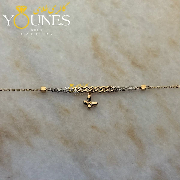 دستبند تمام طلا کارتیر پروانه ای